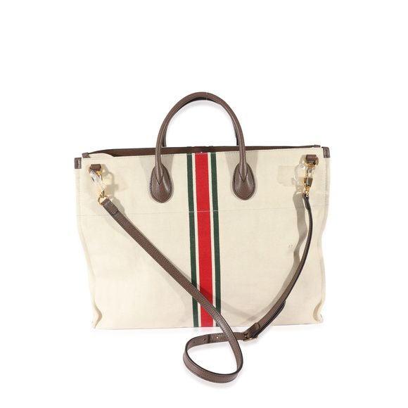 Gucci Beige Web Linen Foldable Tote - Picture 4 of 6